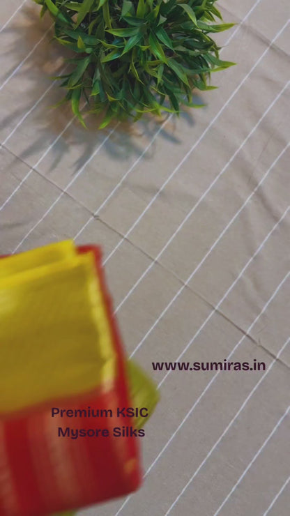 Red Premium KSIC Mysore Crepe Silk Saree