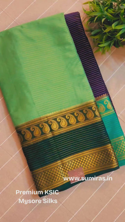Pista Green Premium KSIC Mysore Crepe Silk Saree